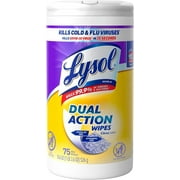 Lysol Dual Action Disinfectant Wipes, Multi-Surface Antibacterial Scrubbing Wipes, For Disinfecting and Cleaning, Citrus Scent, 75ct
