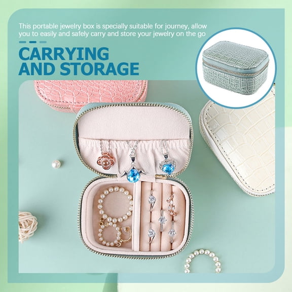 YOSADIER Portable Light Green Jewelry Organizer Case Small Travel Storage Box for Earrings Necklaces
