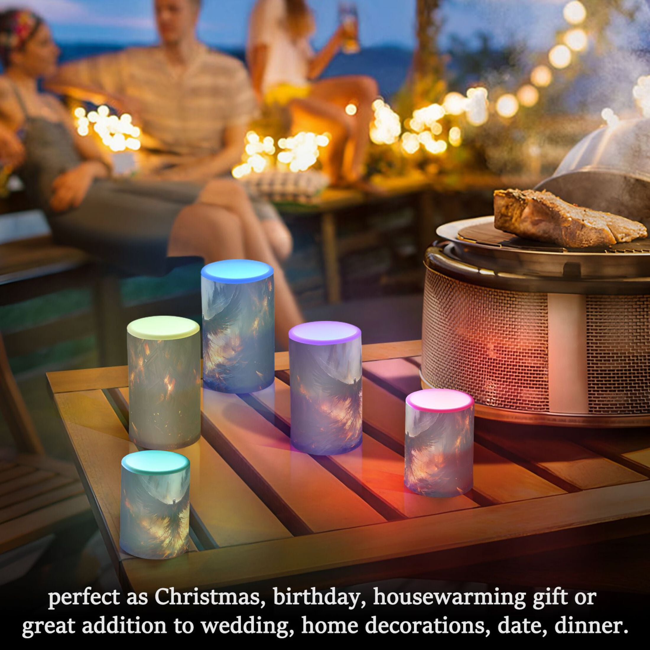 Bird Wings Fire Houses Flameless Candles&nbsp;LED Lights Battery Operated Candles with Remote and Timers Flicker Lights Votive Set of 2