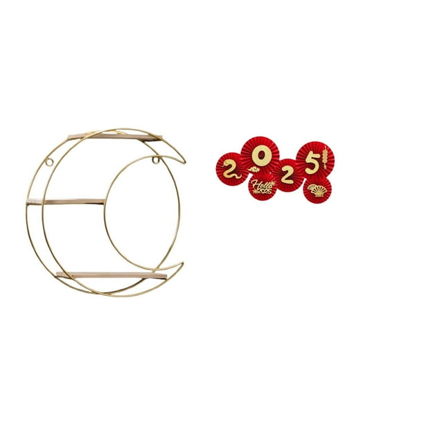 Estante De Pared Multifuncional Moderno Con Adornos De Abanico De Papel De Año Nuevo Chino Para Coleccionables, Trofeos, Bendiciones, Adornos, Diseño De Escena, Decoración Del Festival De