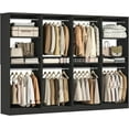 thumbnail image 2 of Homieasy 100 Inch Closet System, Freestanding Closet Organizer Wardrobe with 8 Hanging Rods and 17 Shelves, Adjustable Clothes Garment Rack, Sturdy Walk in Closet Tower, Set of 4, Black, 2 of 7
