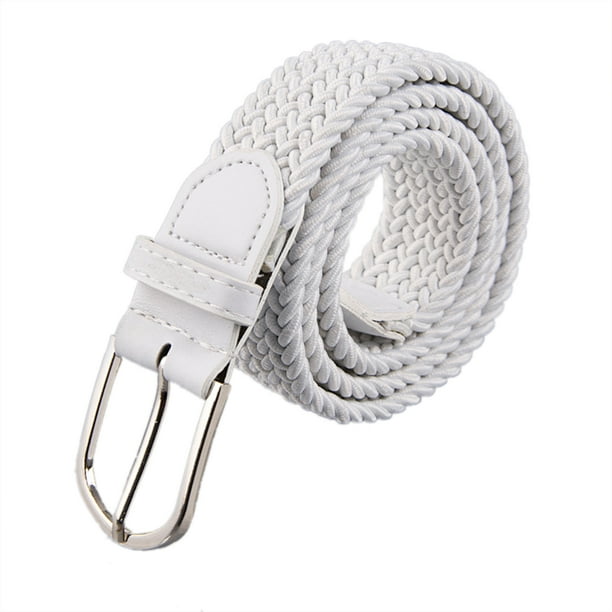 MeterMall Mens Leather Braided Elastic Belt Unisex Wide Woven Stretch