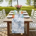 thumbnail image 4 of Blue Grey Leaves 36 Inch Table Runner, Watercolor Branches Vintage Forest Farmhouse Dresser Scarf Cotton & Linen Tablerunner for Dining/Kitchen Island/Holiday Party Décor Small 13" x 36", 4 of 9