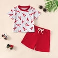 thumbnail image 2 of Baby Clothes Boy Toddler Set Children's Spring Summer Cotton Cute Printed Sleeveless Beach 0 3 6 12 18 24 Months Shirt and Jogger Shorts T 2-Piece, 2 of 9