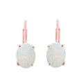 thumbnail image 2 of Mauli Jewels Ear Rings for Women 1.5 Carat 8x6 MM Oval Created Opal Lever back Earrings Carat 14K Rose Gold 4-prong, 2 of 5
