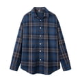thumbnail image 1 of Blusa y camisa de manga larga con cuello vuelto para hombre, estilo informal, a la moda, con botones y solapa, de poliéster, 1 of 2