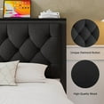 thumbnail image 5 of Honfach King Bed Frame with 2 Storage Drawers, Linen Upholstered Headboard Platform Bed with Charging Station, No Box Spring Needed, Noise-Free, Easy Assembly,Black, 5 of 9