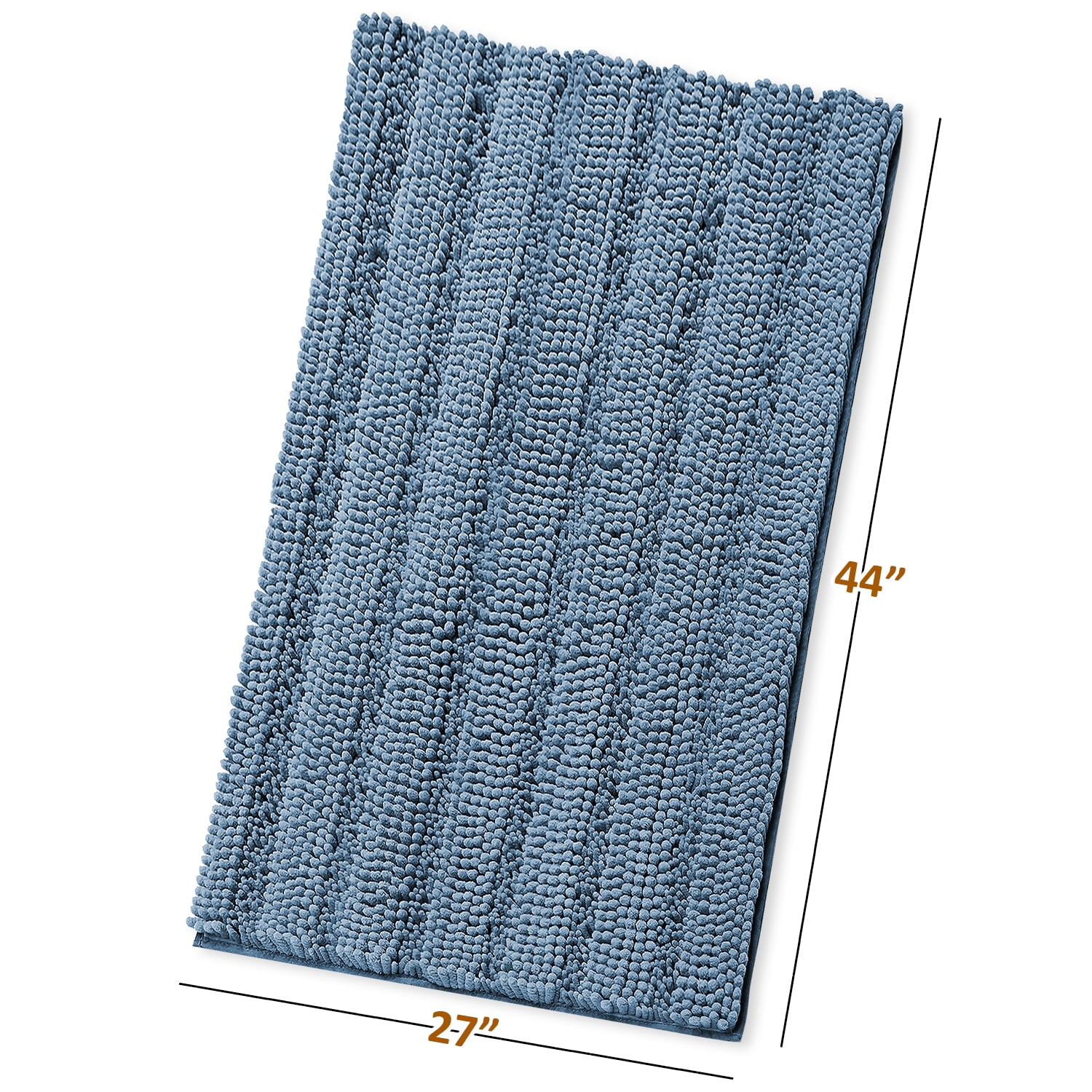 Clara Clark Chenille Super Absorbent Bath Mat - Extra Soft - Shower and Bath Room - Machine wash dry - Size Extra Large 44 x 26 - Blue Heaven