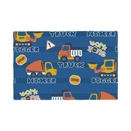 

Table Placemats Set of 6 - Construction Vehicles 12x18 In Faux Linen Double Heat Resistant Place Mats Cloth Indoor/Outdoor Placemats Washable Table Mats for Dining Kitchen Party