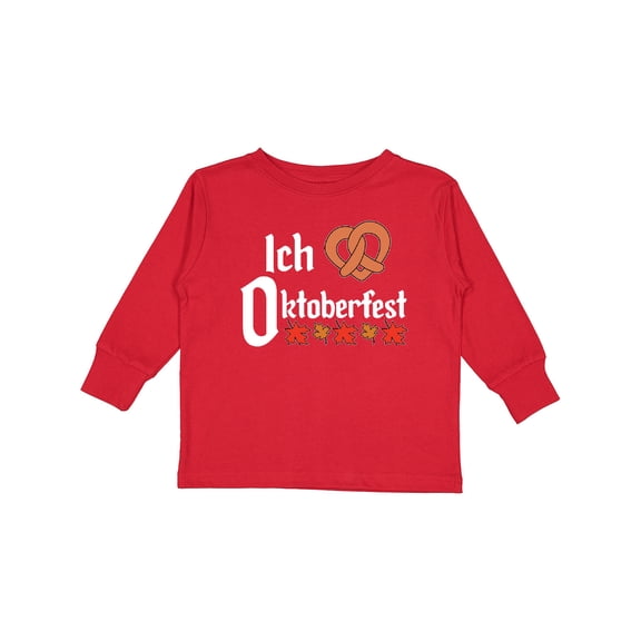 Inktastic Ich Liebe I Love Oktoberfest Pretzel Heart Boys or Girls Long Sleeve Toddler T-Shirt
