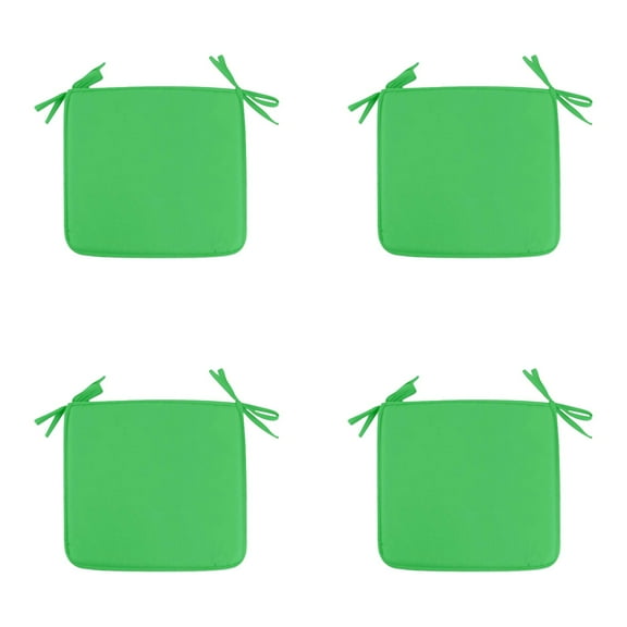 KUHBRCA Chair Cushions for Dining Chairs, Square Chair Pads with Ties and Non- Bottom, Kitchen Chair Cushions 4 Pack, 16" x 16" x 2", Green