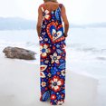 thumbnail image 4 of Iaqnaocc 4th Of July Women's Jumpsuits Plus Size American Flag Floral Print Sleeveless Wide Leg Summer Adjustable Strap Patriotic Party Freedom Jumpsuits Overalls Multicolor XL, 4 of 4