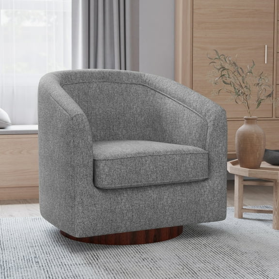 Merrick Lane Traditional Steel Foam Polyester Swivel Barrel Chair, Gray