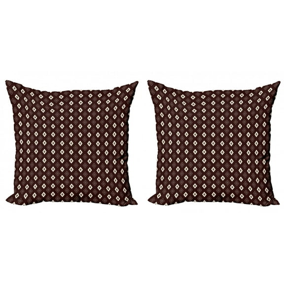 Ambesonne Geometric Throw Pillow Cover 2 Pack, Pattern of Rhombus, 16", Chestnut Brown and Cream