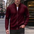 Wine Ribbed Knit Texture Leidass Mens Stand Collar Zip Up Knit Cardigan Ribbed Texture Solid ...