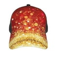thumbnail image 2 of Picia Red Gold Glitter Pattern Trucker Hat,Baseball Cap,Sun Protection Cap,Stylish Headwear,Leisure Cap,Outdoor Sports Cap, 2 of 7