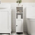 thumbnail image 6 of Small Bathroom Storage Corner Floor Cabinet with Door and Shelves, Beside The Toilet Paper Stand for , Narrow Toilet Paper Cabinet, 9.8" D x 7.9" W x 31" H, White, 6 of 8