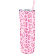 SassyCups Leopard Tumbler Cup | Vacuum Insulated Stainless Steel Leopard Print Skinny Tumbler with Straw | Cute Travel Mug For Women with Leopard Pattern | Pink Insulated Water Bottle (20 oz, Pink)