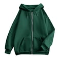 thumbnail image 6 of Edvintorg Oversized Hoodies for Women Long Sleeve Loose Casual Sweatshirt Drawstring Zip up Hooded Top with Pocket Women’S Clothing Green M, 6 of 7