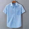 thumbnail image 4 of Betivan Men's Linen Lapel Short Sleeve Shirt Summer Casual Loose Fit Breathable Top, Soft Lightweight Comfortable Outfit for Daily, Office, Street, Vacation, 4 of 4