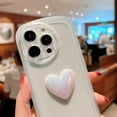 thumbnail image 6 of Compatible with iPhone 15 Pro Case for Women Girls Cute 3D Heart Clear Phone Case with Camera Lens Protection Transparent Frosted Edge Soft Silicone Shockproof Cover Funda 6.1 Inch (Black), 6 of 8