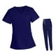 thumbnail image 3 of Conjunto De 2 Uniformes Médicos Para Mujer, Camiseta De Cuello En V, Pantalones De Jogging, Uniformes De Enfermería XXL, Azul Oscuro, 3 of 6