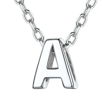 ChicSilver Initial Necklace for Women, 925 Sterling Silver Necklace Small Letter A Pendant Necklace Name Alphabet Charm Jewelry for Teen Girls