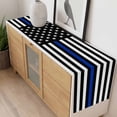 thumbnail image 4 of Blue American Flag Table Runner - 70 Inch Long, Kitchen Dining Table Runner Dresser Scarves, Black White Striped US Flag Stars Farmhouse Decor for Coffee Tables Wedding Party Banquet, 4 of 8