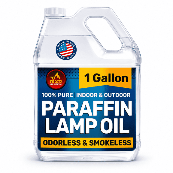 Ner Mitzvah Liquid Paraffin Lamp Oil - Odorless Clean Burn, Smokeless Tiki Torch Fuel, Clear, 1 Gallon (4 Quart), 1-Pack