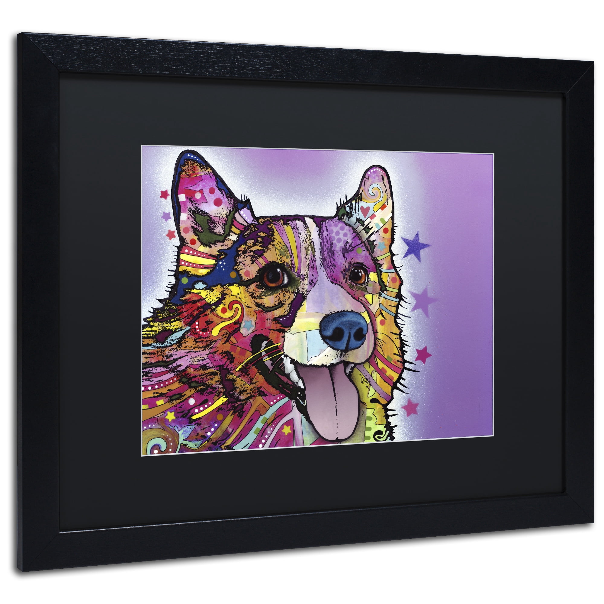 Trademark Fine Art "Corgi" Canvas Art by Dean Russo, Black Matte, Black Frame