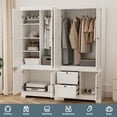 thumbnail image 5 of Armoire Wardrobe Closet, 71"H Modular Wooden Clothes Wardrobe Storage Cabinet with Hanging Rods, White, 5 of 9