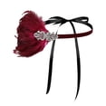 thumbnail image 3 of Bandeau Élégant à Plumes des Années 1920 1 Pce Rouge, 3 of 4