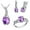 Purple, variant on Women Romantic Purple Crystal Pendant Necklace Oval Cut Clip On Earrings Wedding Halo Ring 18k White Gold Plated Wedding Jewelry Sets for Brides (Purple, Size 8) T233