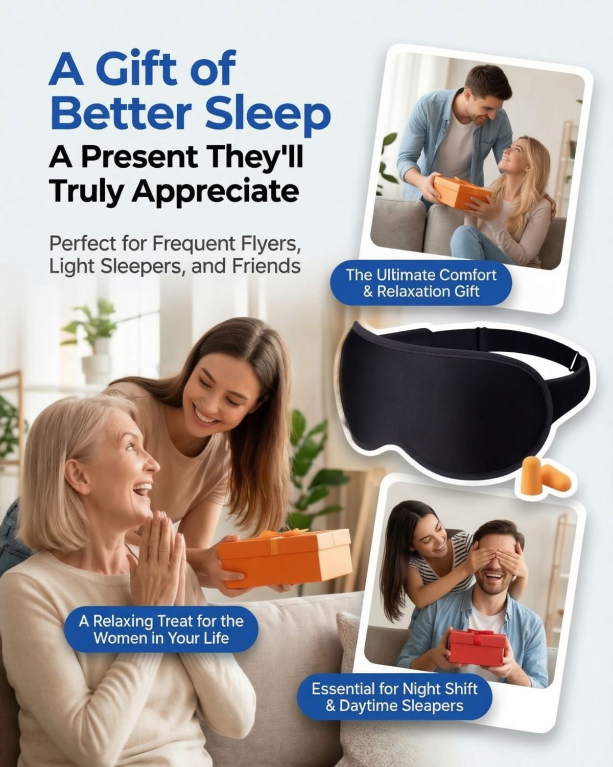 FACEMOON 2 Pack Adult Weighted Sleep Mask – Memory Foam Comfort Design | 99% Light Blocking Zero Pressure | Lash Extension Safe