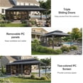 thumbnail image 6 of PURPLE LEAF 12 X 24 Outdoor Sunroom Solarium Permanent Hardtop Screened Gazebo Galvanized Steel Double Roof Aluminum Patio Enclosed Lawn Deck Backyard Grey, 6 of 9