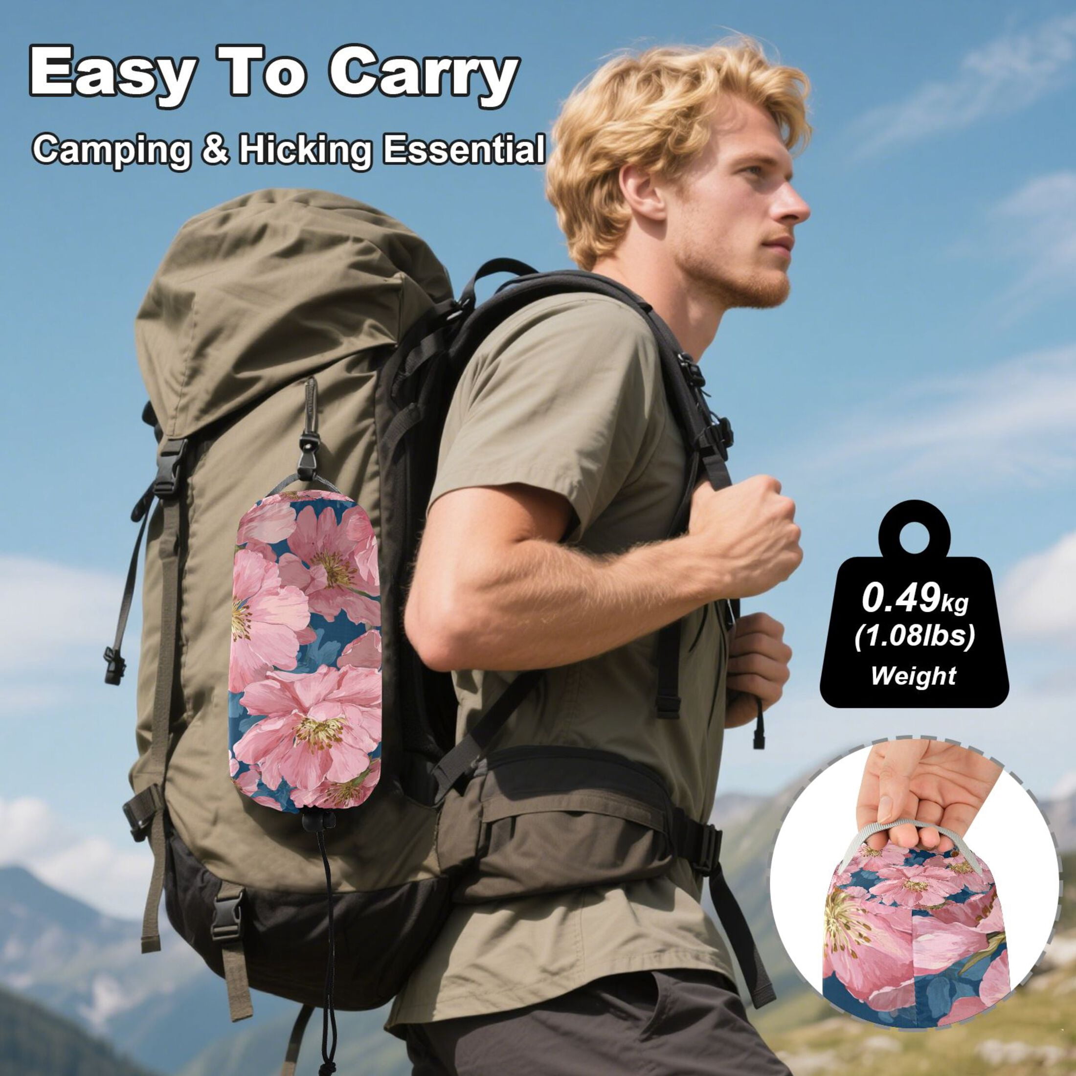 Hammock Camping Hammock Nylon Portable Hammock Travel Camping Hammock Pink Flower Seamless Design