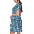thumbnail image 2 of Naloa Nautical Print Womens Summer A-Line Dress with Pockets,Short Sleeve Dresses,Flowy Beach Swing Dress for Vacation Travel, 2 of 6