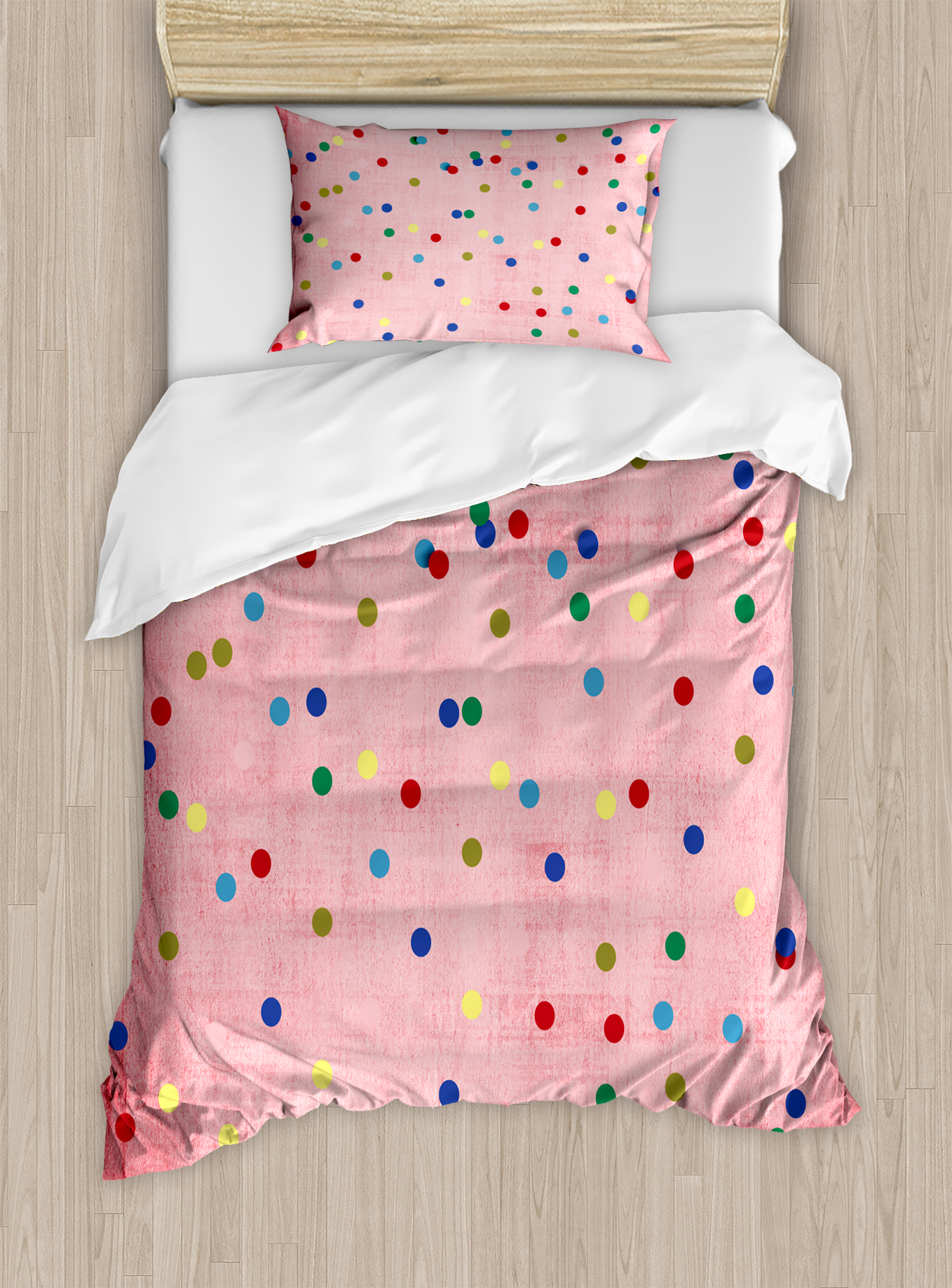 Spots Decor Twin Size Duvet Cover Set, Retro Classic Spots Design with