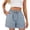 Blue, variant on Beige Women's Fashion Bermuda Shorts Summer Ladies Solid Color Pocket Pull Rope Loose Tight Waist Side Slit Shorts