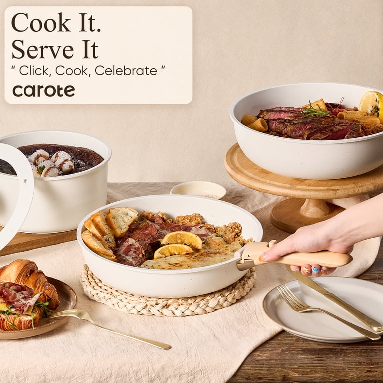 Carote 21 Pcs Nonstick Cookware Set White Granite Oven Dishwasher