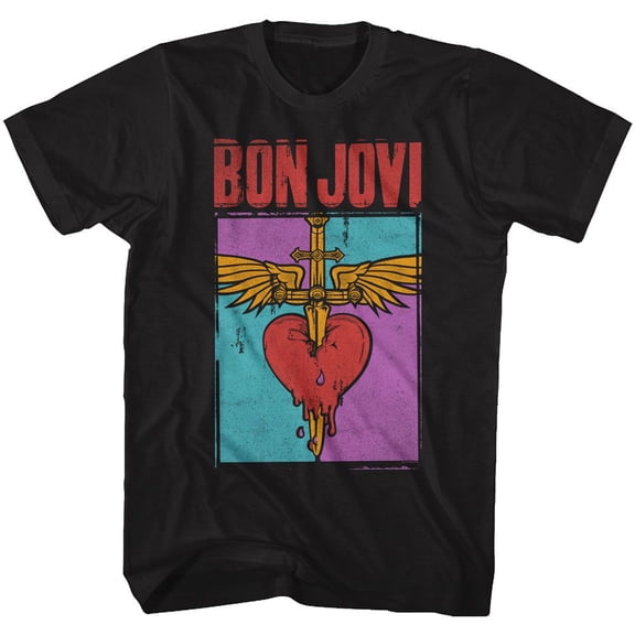 Bon Jovi Heart And Dagger Black Adult T-Shirt 5Xl