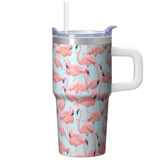 Flamingo Coffee Travel Mug 20OZ Stainless Steel Insulated with Handle Tumbler Cup Leak Proof Double Wall Vacuum Ideal for Daily Use Gifts for Women Girls on Birthday Christmas Summer