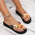 thumbnail image 2 of Dakaela Womens Flower Flip Flops Soft Yoga Mat Cushion Walking Thong Sandals Platform Open Toe Slip on Summer Beach Flat Slides Black Size 6, 2 of 8