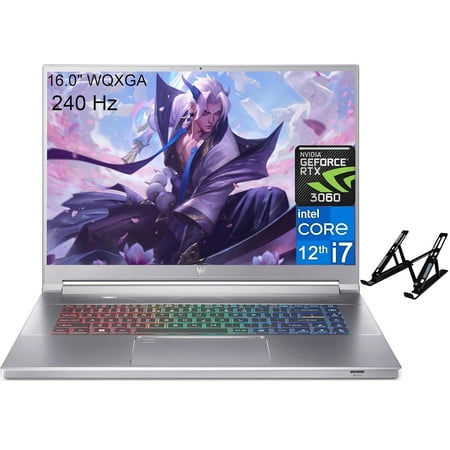 Acer Predator Triton 300 SE Gaming Laptop - 16" 240Hz Display, Intel Core i7 12700H (14 core), GeForce RTX 3060, 16GB DDR5 RAM, 1TB SSD, Wi-Fi 6E, Backlit Keyboard, Windows 11 Home, with Laptop Stand