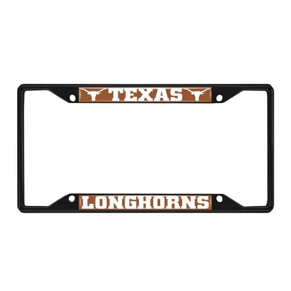 FANMATS 31284 Texas Longhorns Metal License Plate Frame Black Finish
