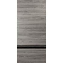 Slab Barn Door Panel 18 x 80 inches | Planum 0012 Grey Matte with Frosted Glass | Sturdy Finished Interior Doors | Pocket Closet Sliding
