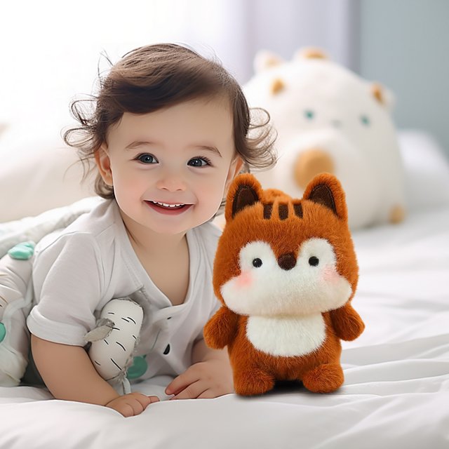 Mesa de acompañante para muñecas de peluche de 8 pulgadas | Tablero decorativo con motivos de muñecas | Muebles decorativos robustos para niños | Incluye peluche | Ideal para regalos de cumpleaños o