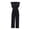 Black, variant on Black Jumpsuit for Women Petite Length Dressy Summer Casual V Neck Ruffled High Belt Belt Accordion Pleated Trouser Legs Solid Color Sleeveless Jumpsuit Summer Romper for Women 2024