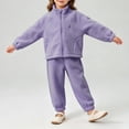 thumbnail image 4 of Cethrio Girls Fleece Pajama Sets Long Sleeve, Comfy 2 Piece Crew Neck Girls' Sleepwear Purple Size 2-3 T, 4 of 6