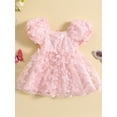 thumbnail image 2 of CIYCuIT Toddler Little Girls Sweet Summer Dress Short Puff Sleeve 3D Butterfly Tulle A-line Dress 6M 12M 2T 3T 4T 5T Kids Cute Casual Princess Dress for Daily Party, 2 of 9